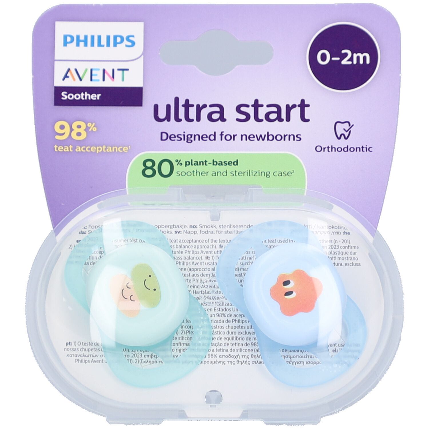 Philips Avent Fopspeen +0m Start groen/blauw design 2st 2 St Schnuller