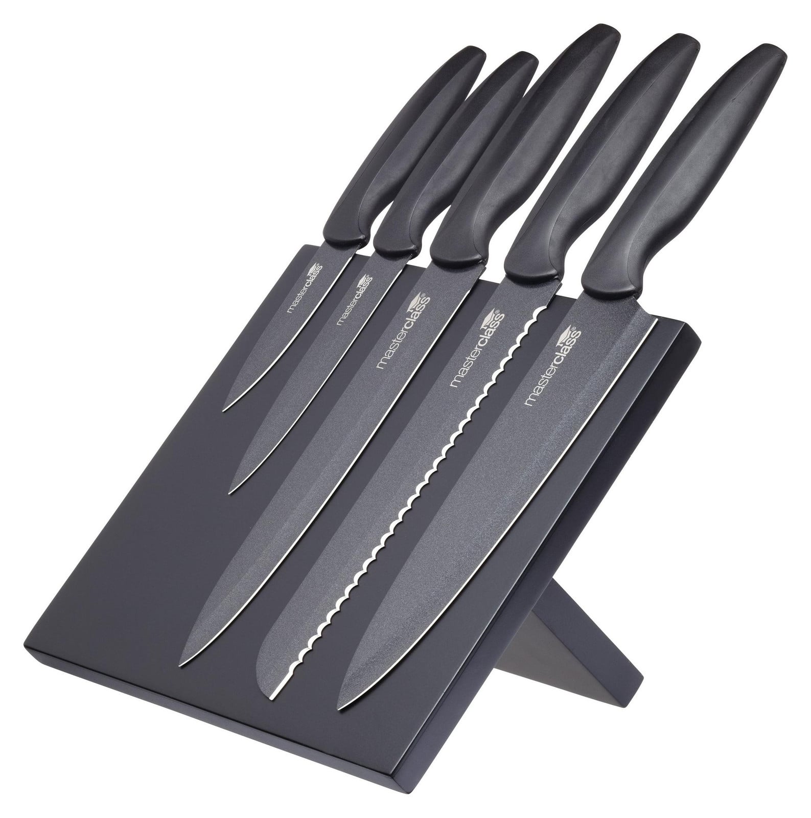 Dripio 5-delige antiaanbakmesenset met magnetische houder, zwart
