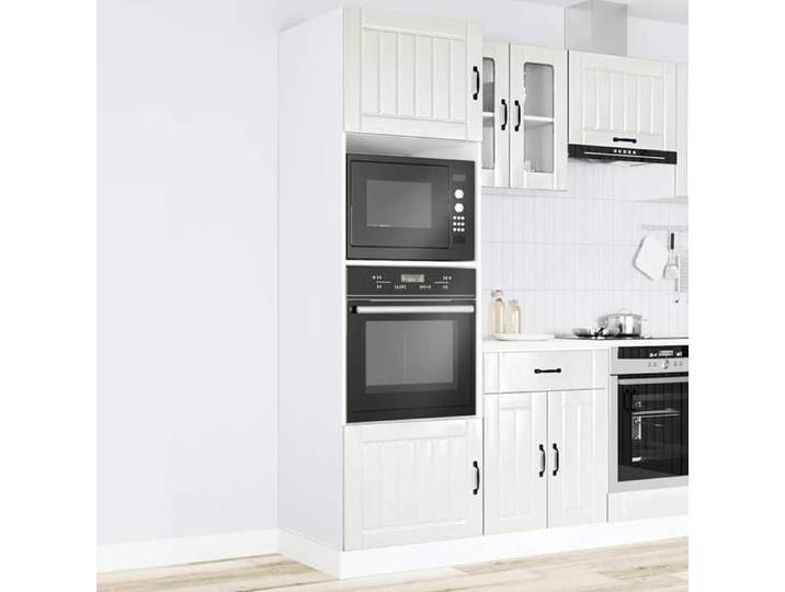 JILI*NEW Meuble cuisine rangement/Armoires de four 2 pcs Kalmar blanc brillant bois d'ingénierie FR 617
