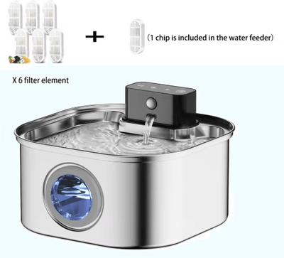Inspire Picks Wireless Stainless Steel Cat Water Fountain With Motion Sensor & Rechargeable Battery a 6chips