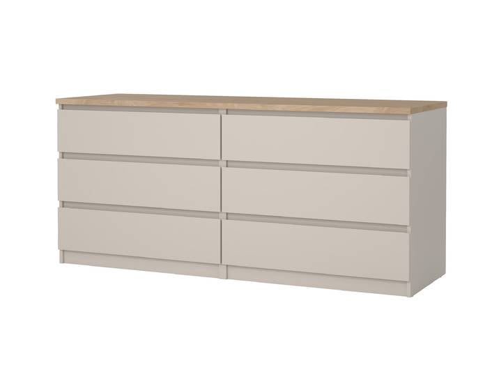 Kommode 6 Schubladen Beige-Kaschmir Jackson Hickory 154 cm - NAIA