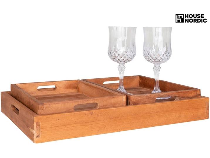 Set mit Tabletts FARO 5x29x39cm natürliches holz