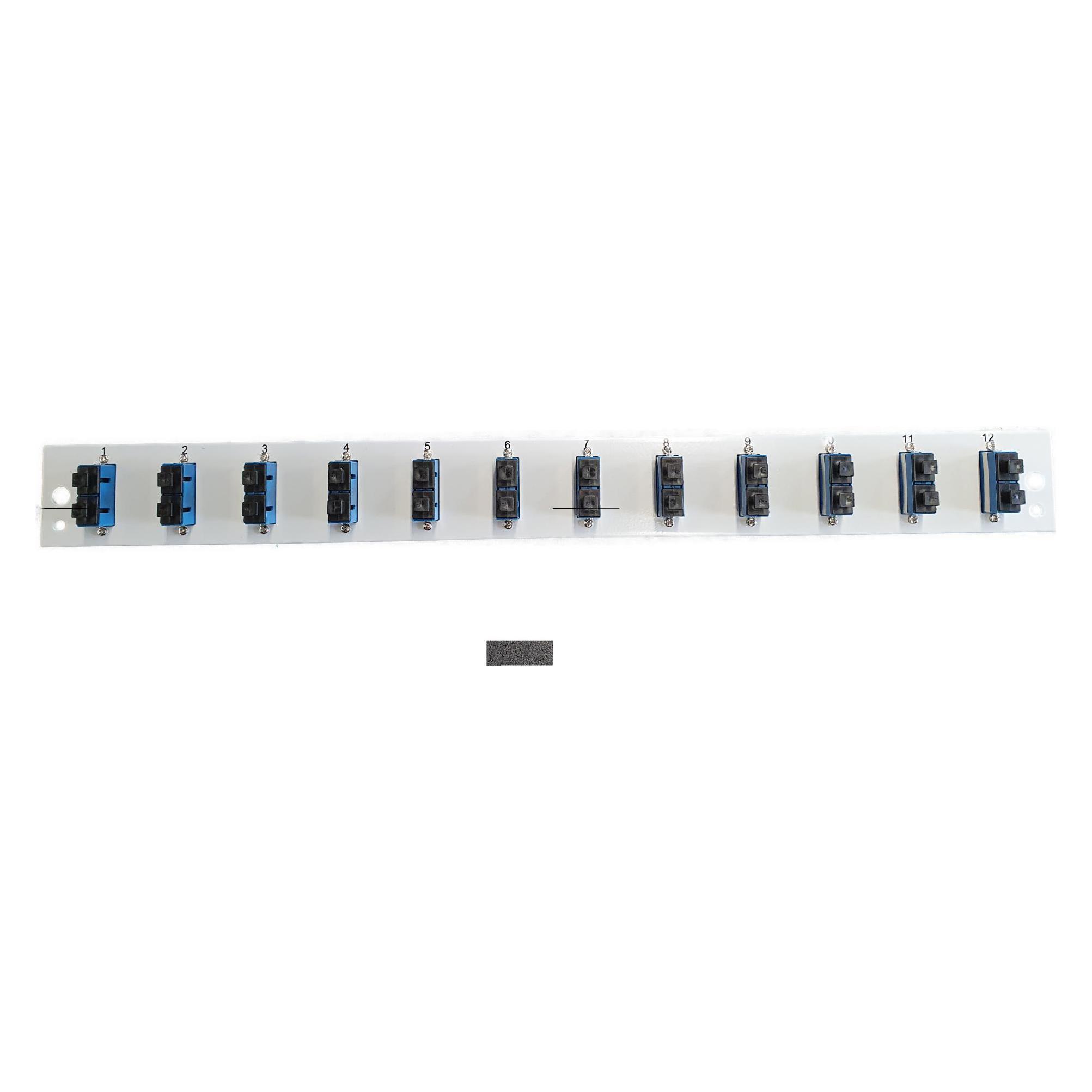 EFB Elektronik Bestückte Frontblende mit 12 x SC Duplex Kupplung OS2 vertikal, schwarz (SB-FP-S-12SC-D-V-OS2)