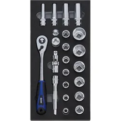 Forum Professional Solutions, Steckschlüssel + Stecknuss, Werkzeugmodul 2017 1/3 Umschaltknarre 1/2" 23 Teile