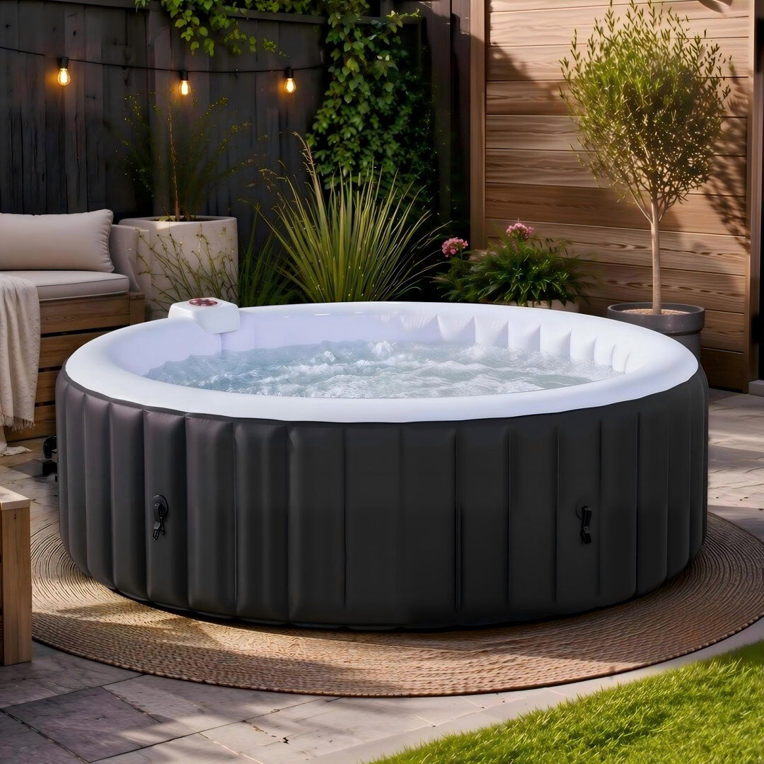 Blue Elephant 220 Volt Polyvinyl Chloride (PVC) Round Inflatable Hot Tub in Black Black 65cm H X 205cm W X 205cm D