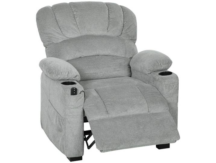 Homcom Relaxsessel Polyester Grau, Metall, Füllung: Taschenfederkern, 90x105x96 cm, Wohnzimmer, Sessel, Relaxsessel