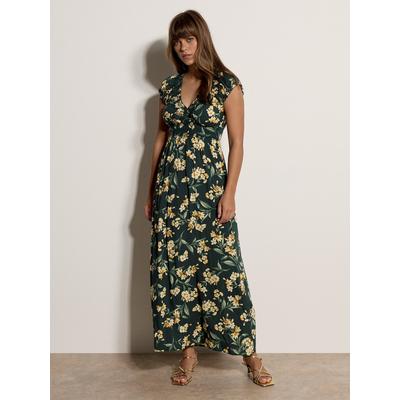 Maxikleid APRICOT "Jasmine Maxikleid in Wickeloptik", Damen, Gr. XS (34), N-Gr, grün, gewebt, Obermaterial: 100% Viskose CV., geblümt, schmal, Kleider Maxikleid, mit Blumenmuster