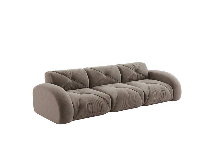 Flora Grace Sofa in Taupe aus Chenille mit flexiblem Sitzkomfort, 95x76x281 cm, Wohnzimmer, Sofas & Couches, Sofas