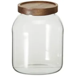 Gray & Jones Aufbewahrungsglas   , transparent/klar , Glas,Holz , Maße (cm): H: 15,5  Ø: 12