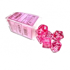 Chessex Würfel - Translucent Pink/white (7-Würfelset) 293603