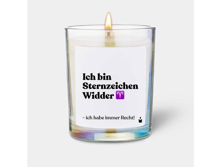 Duftkerze Rainbow Woody Ich bin Sternzeichen Widder - ich habe immer Recht!