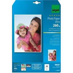 Sigel Inkjet Ultra (260 g/m2, A4, 20 Stk.), Fotopapier, Weiss