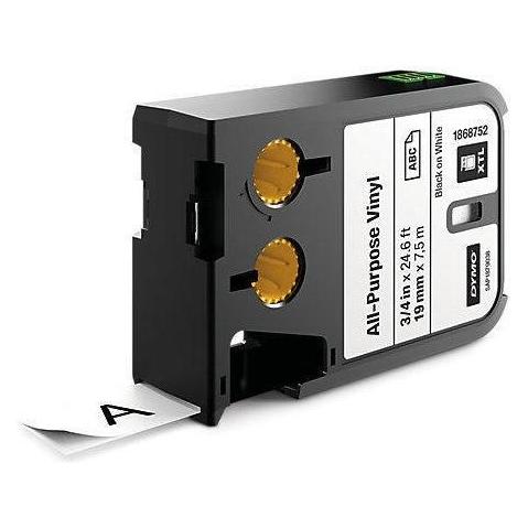 Dymo XTL Schriftband, Vinyl (1.90 cm, Schwarz, Weiss) (1868752)