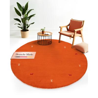 carpetfine "Gabbeh Uni, auch als Läufer und Rund erhältlich" rund 15 mm Höhe reine Wolle, handgewebt, Gabbeh Loom Tiermotiv, große Farbauswahl