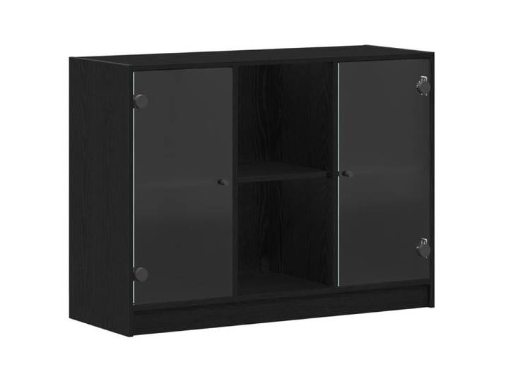 FAF-NEUF* Buffet bas d'entrée Buffet Salon - chêne noir - 102x37x75 5 cm Bois Aggloméré JUIN429354