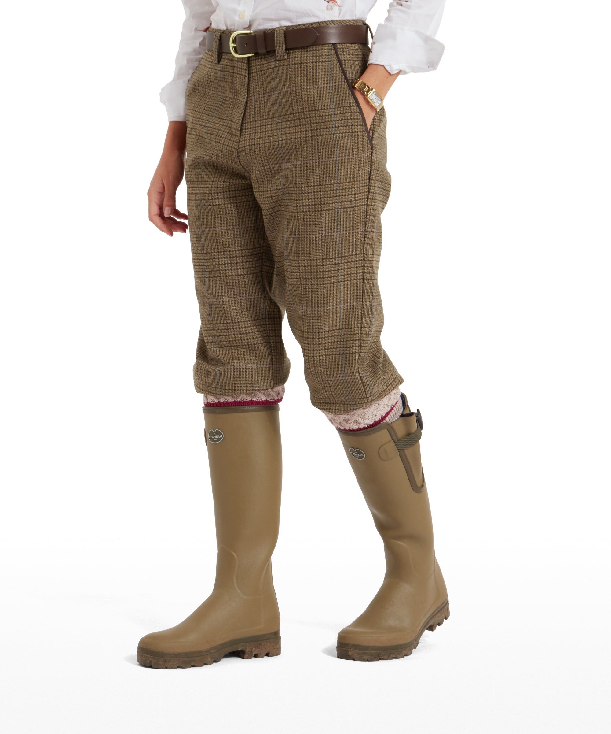 Schöffel Country High Waisted Tweed Breeks - Green - Size UK14 - Women