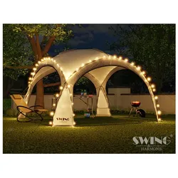 Swing&Harmonie LED Event Pavillon 3,6 x 3,6m DomeShelter Garten Pavillion inkl. Solarmodul Pavilion Designer Gartenzelt Camping Pavilon Partyzelt mit Beleuchtung - versch. Ausführungen