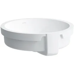 LAUFEN LIVING City Einbau-Waschtisch von unten, mit Überlauf, ohne Hahnloch, 450x455mm, weiß, Unterseite glasiert (für verbesserte Hygiene) (für verbesserte Hygiene), H8134390001551