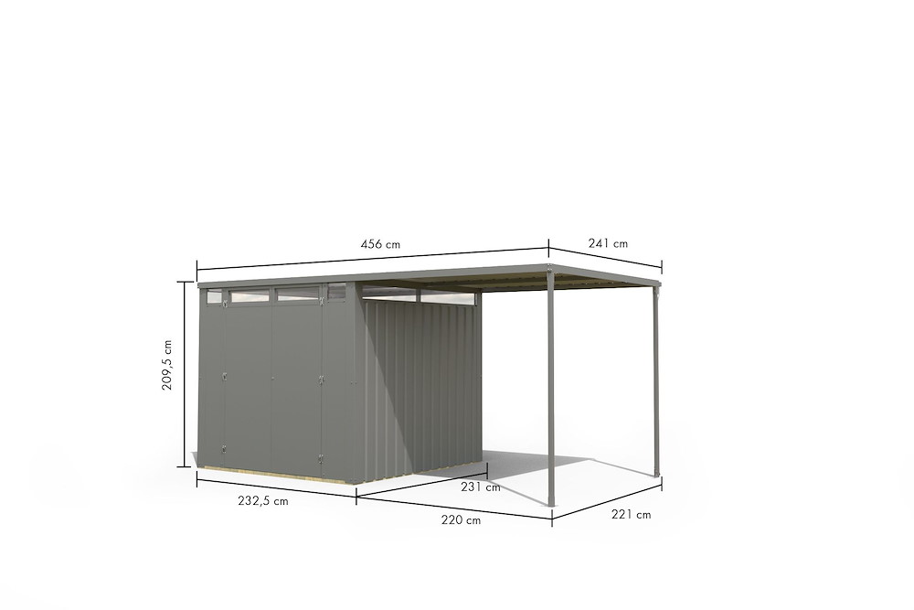 KARIBUHOLZT GH Callisto 2 232x231x210 im Set mit Anbaudach 225cm 16954179