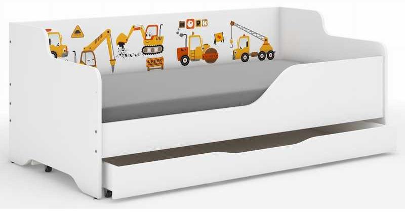 Kinderbett - Kleinkindbett mit ausziehbarer Schublade und Sicherheitsgitter, 160x80 cm