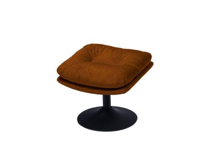 Repose-pied orange confortable en tissu avec pied en acier noir