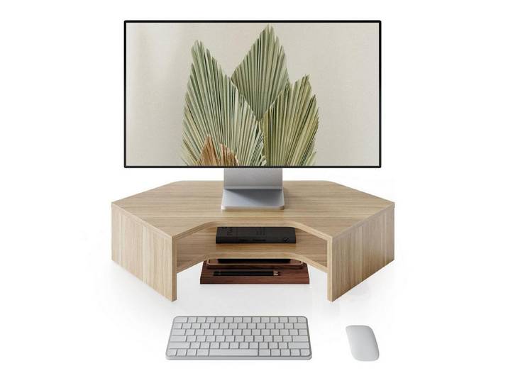 LuxusKollektion Monitorständer Monitorständer L-Form Eiche mit Stauraum, (1-tlg)
