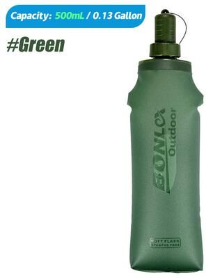 Rare Purchases 250ML 500ML Soft Flask, Running Water Bottle Foldable, TPU Hydration Flask For Running Pack, Cycling & Hiking green 500ml 1pcs