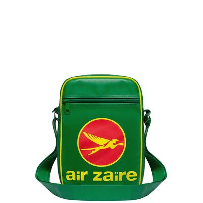 Schultertasche LOGOSHIRT "Air Zaire Airways", Damen, Gr. B/H/T: 8,5cm x 31,5cm x 20,5cm, grün, Lederimitat, mehrfarbig, Taschen Schultertasche, mit Air Zaire Airways-Frontprint