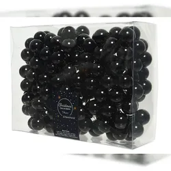 Christmas Decorations 144 Glaskugeln am Draht 2,5cm Weihnachtskugeln Spiegelbeeren zum Basteln schwarz