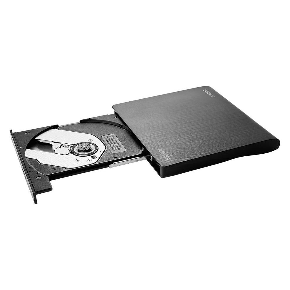 Savio AK-59 Externer schlanker CD/DVD-Recorder R/RW - USB-C/USB-A, juodas (SAVAK-59)