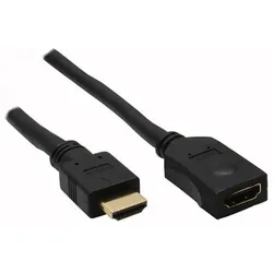 INLINE HDMI Verlängerung, Stecker/Buchse, schwarz, 3m, vergoldete Kontakte, HDMI-High Speed