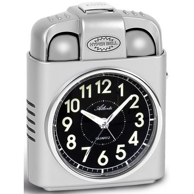Quarzwecker ATLANTA "1947/19", silber (silberfarben), Wecker, Retro Wecker, extra laut, Lautstärkenregulierung, mit Glockensignal, Licht