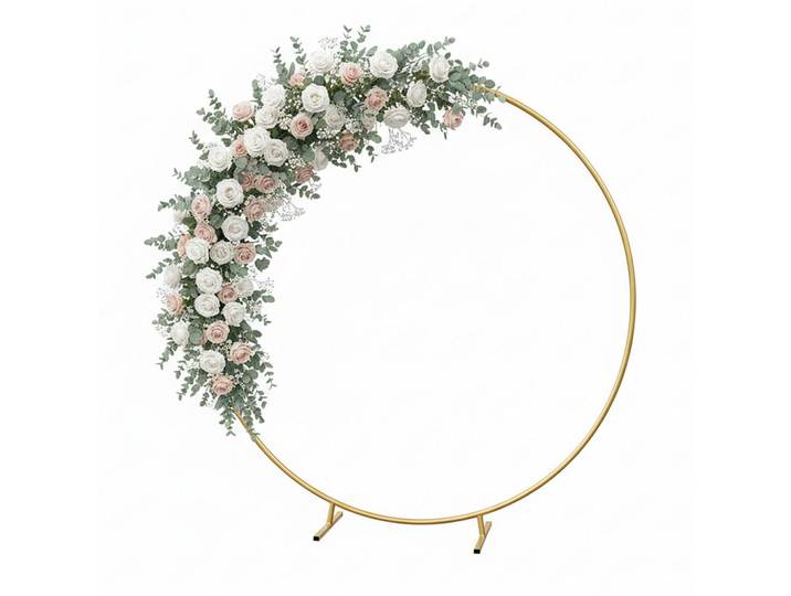 Relaxdays Luftballonbogen Gold Metall 195 cm, Goldfarben, 195x195x43 cm, Dekoration