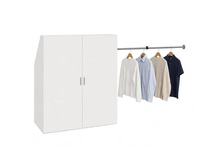 VCM Kleiderschrank für Dachschräge mit Kleiderstange & Stauraum Schrank für Schlafzimmer Dachboden - Dacho L