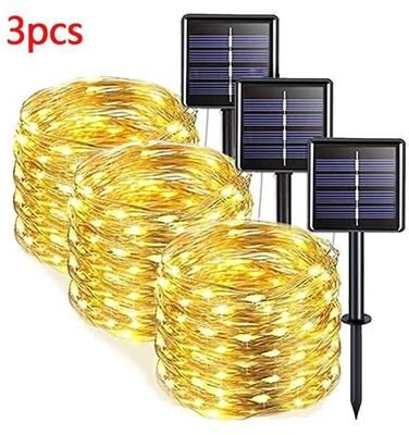 Uplift Picks 42M 400 LED Solar Fairy String Lights For Outdoor Garden Decor warm (3 Pcs) 42 M 400 Led