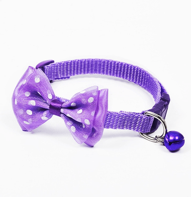 Inspired Deals Adjustable Bow Tie Pet Collar With Bell For Cats & Dogs Cute Stylish Everyday Wear purple