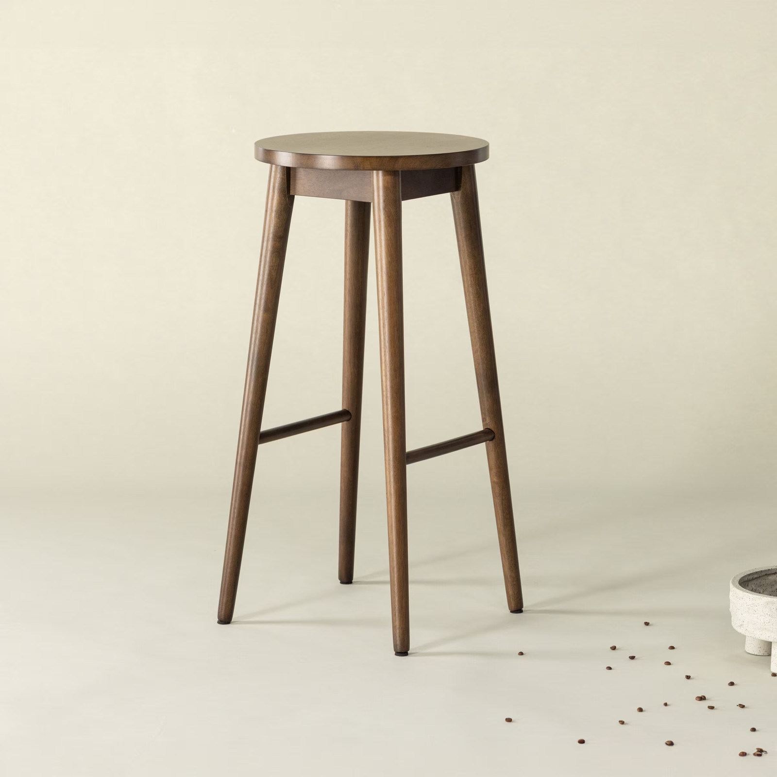 Nohr Barkruk Donella Rubberhout - Mokka - Zithoogte: 75 cm