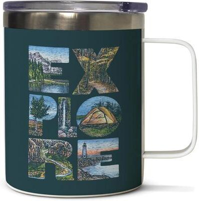 Highland Home Explore Stainless Steel Mug with Lid 12 oz. Manufactured in the USA