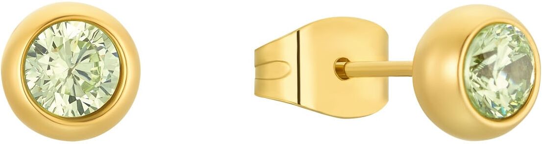 Paar Ohrstecker AMOR "2034450", gold (gelbgoldfarben, grün, grün), Ohrringe, Damen, 6mm, Edelstahl, Paar Ohrstecker, mit Zirkonia (synth.) gelbgoldfarben, grün, grün 6mm, Edelstahl