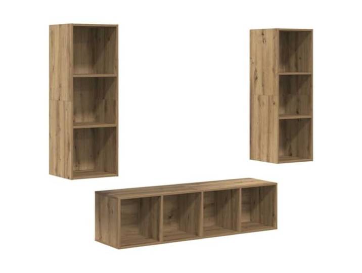 GKHPYURE TV-Möbel-Set, 3-teilig, Eichenholz, handgefertigt, mehrschichtig Wandmontage, 10 Böden, 37 x 37 x 142,5 cm, für Wohnzimmer oder Multimedia Bereich