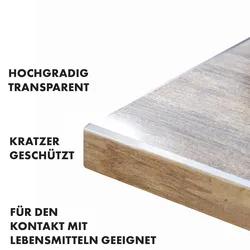 KARAT Tischfolie Crystal nach Maß Transparent Mattiert mit abgeschrägter Kante 135 x 135 cm