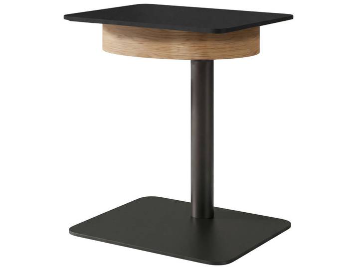 hülsta Nachtschrank, Anthrazit, Eiche Bianco, Holz, Metall, Eiche, massiv, 40x48-66x56 cm, höhenverstellbar, Schlafzimmer, Nachttische