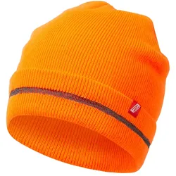 Strickmütze "730" mit Reflexstreifen - neonorange