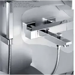KAJA-Aquadrat Thermostat-Wannenfüll-und Brausebatterie, chrom 34810-C