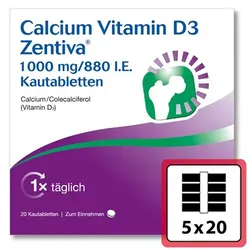 CALCIUM VITAMIN D3 Zentiva 1000 mg/880 I.E. Kautab 100 St