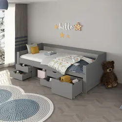 Home Deluxe HOME DELUXE Kinderbett COSMOS mit Schubladen und Matratze - 90 x 200 cm Grau