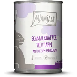 MJAMJAM Leckere Mahlzeit 400g Dose Katzennassfutter Sparpaket 12 x 400 Gramm schmackhafter Truthahn an leckeren Möhrchen
