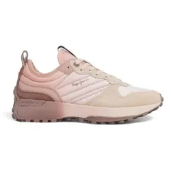 Pepe Jeans für Damen. PLS60010 Lucky Flag rosa Leder-Turnschuhe (38), Wohnung, Wildleder, Schnürsenkel, Lässig