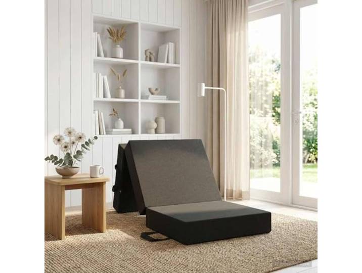 Klappsofa Bett 90 x 63 x 45 cm Dunkelgrau Polyesterstoff,Reißverschlussbezug,abnehmbar und waschbar,Schaumstoffpolsterung,manueller Mechanismus,faltbare Bauweise