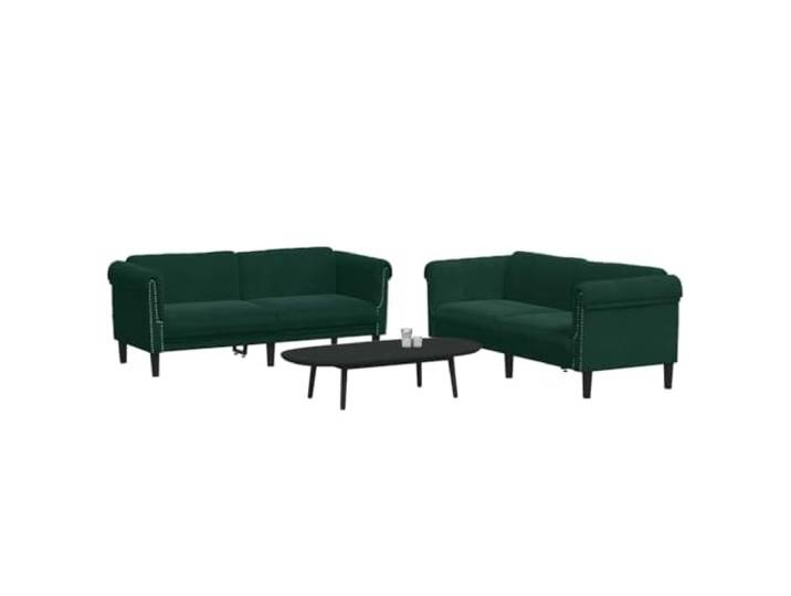 KTHLBRH 3-teiliges Sofa-Set aus Samt, dunkelgrün Sessel, 2- und 3-Sitzer-Sofa, Schaumstoff, Massivholz, Belastung 110 kg pro Sitzfläche